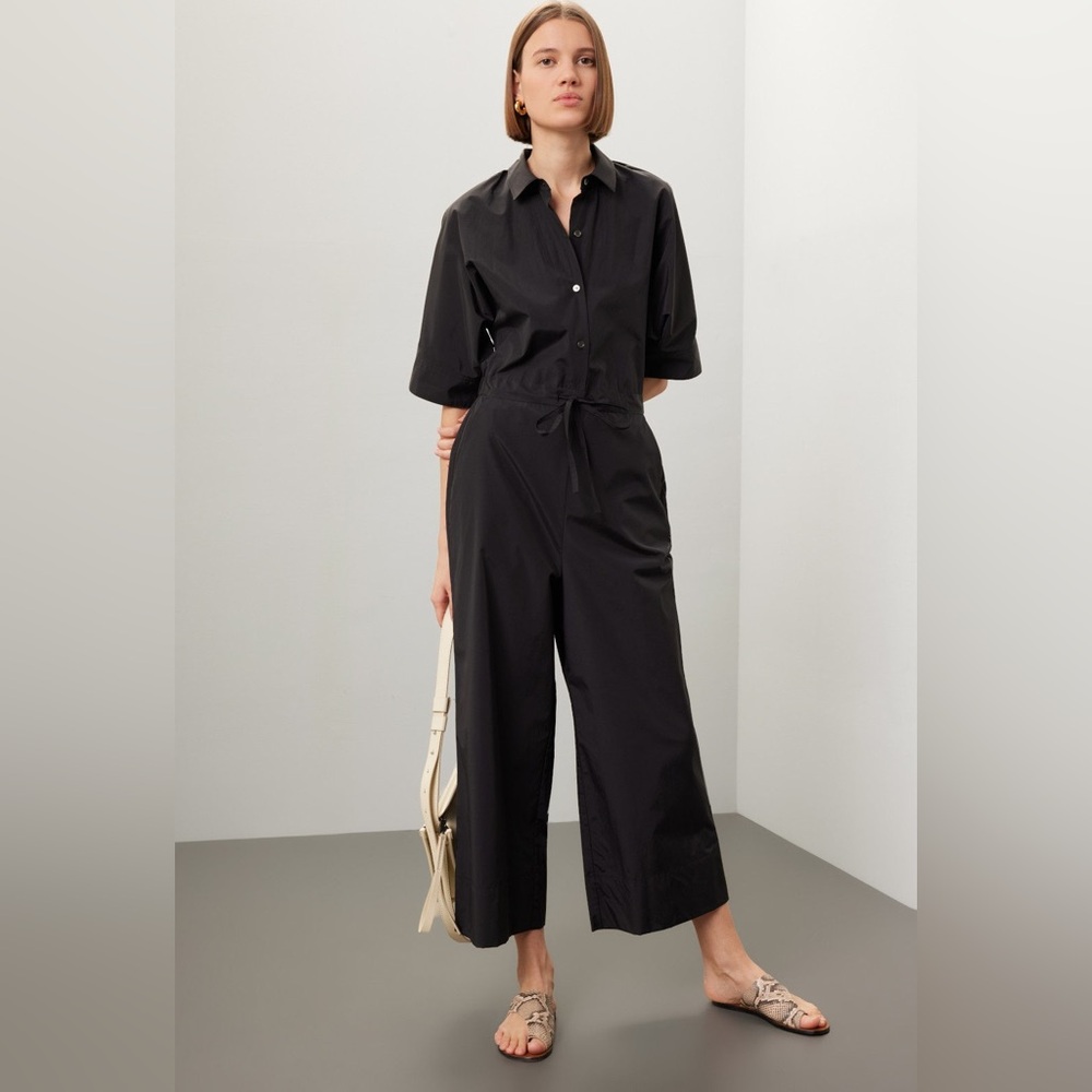Natori Black Button-Up Jumpsuit